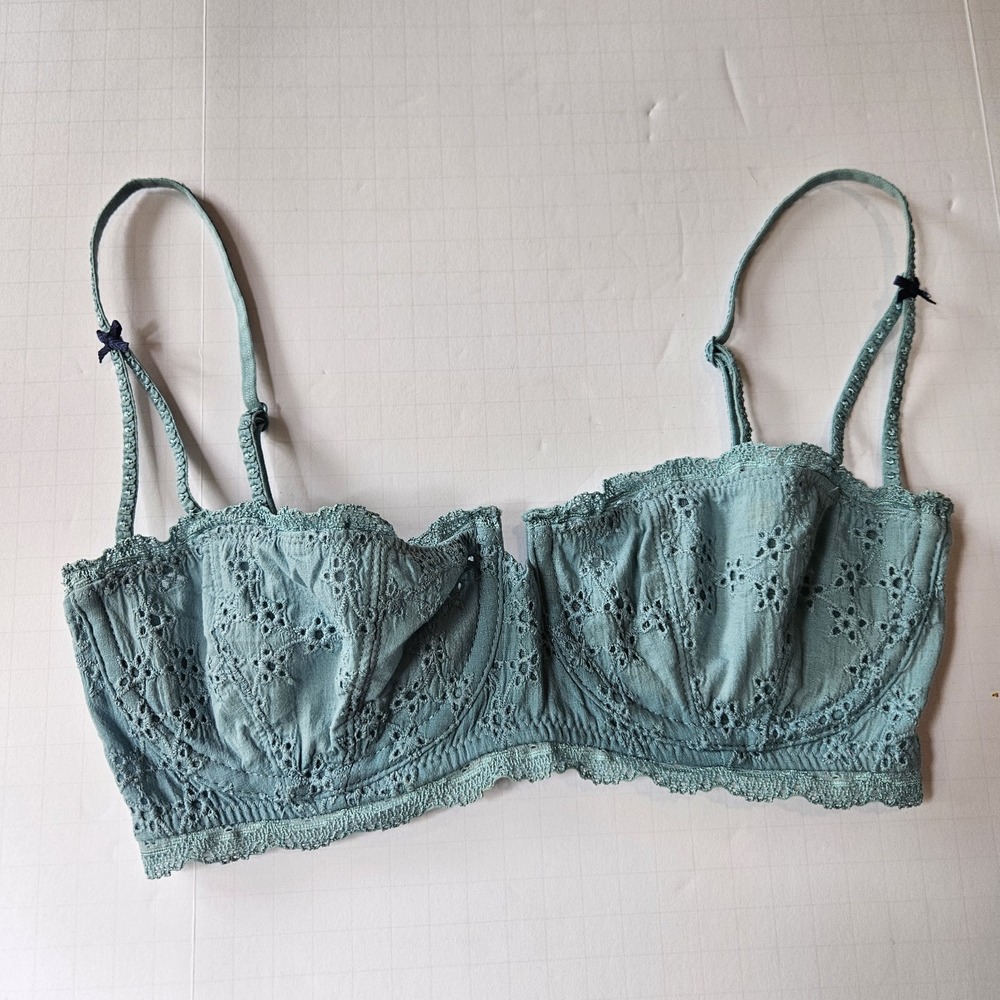 Free People Intimately Lace Bralette Women 32C Blue‎ Balconette Underwirer
